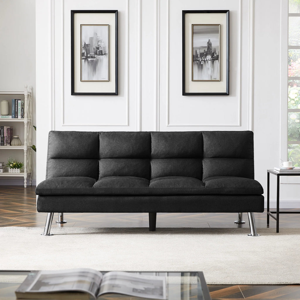 Black Fabric Futon Sofa Bed C1905