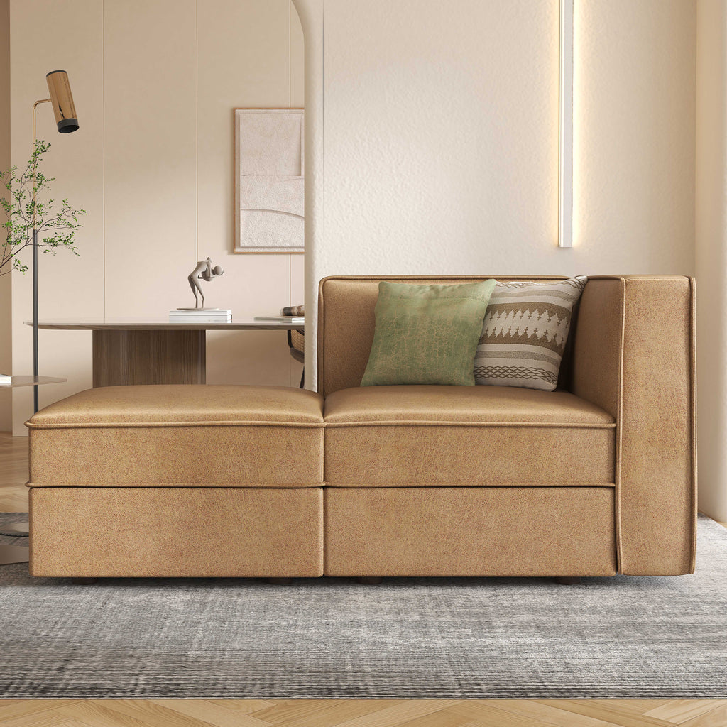 Modular Sectional Couch Sofa with Reversible Storage Chaise, Caramel Brown P530934