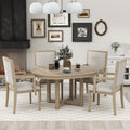 5-Piece Extendable Wood Dining Table Set with 4 Upholstered Chairs W753