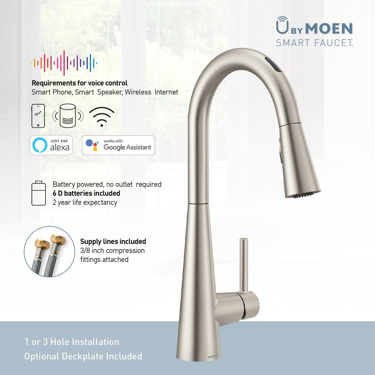 Chrome One-Handle Pulldown Kitchen Faucet D9377