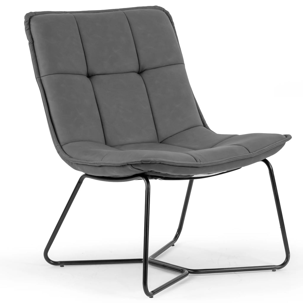 Gray Faux Leather Armless Accent Chair D392434