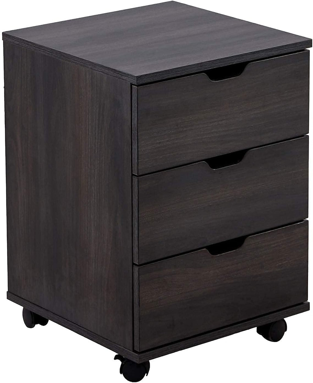3 Drawer Wood Rolling Office Filing Cabinet (Dark Walnut) Y405313