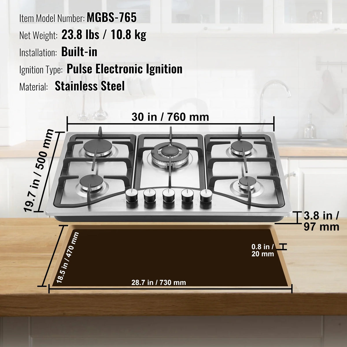 30 inch 5 Burners Gas Cooktop X84723