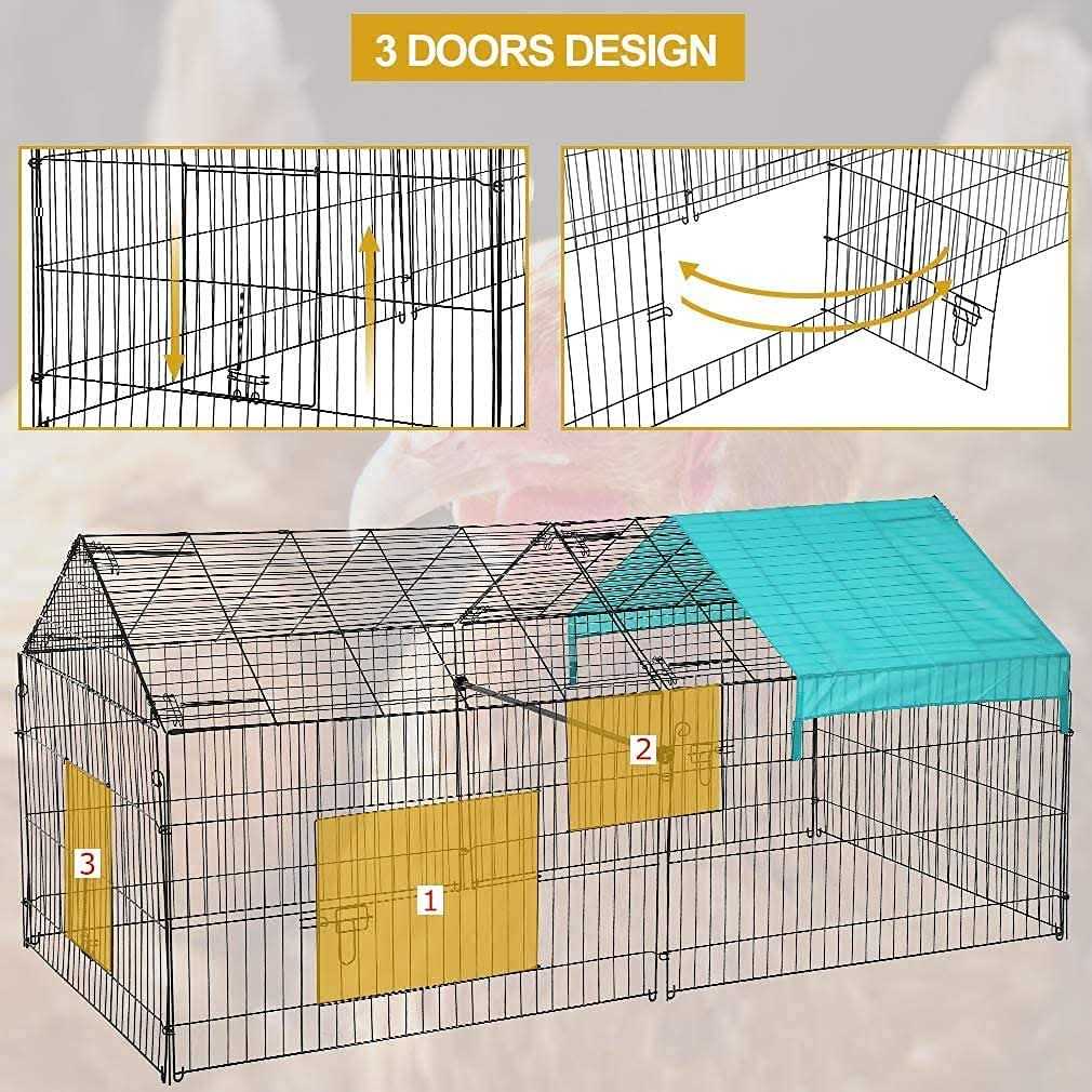 Large Metal Chicken Coop with Door & Cover J95832