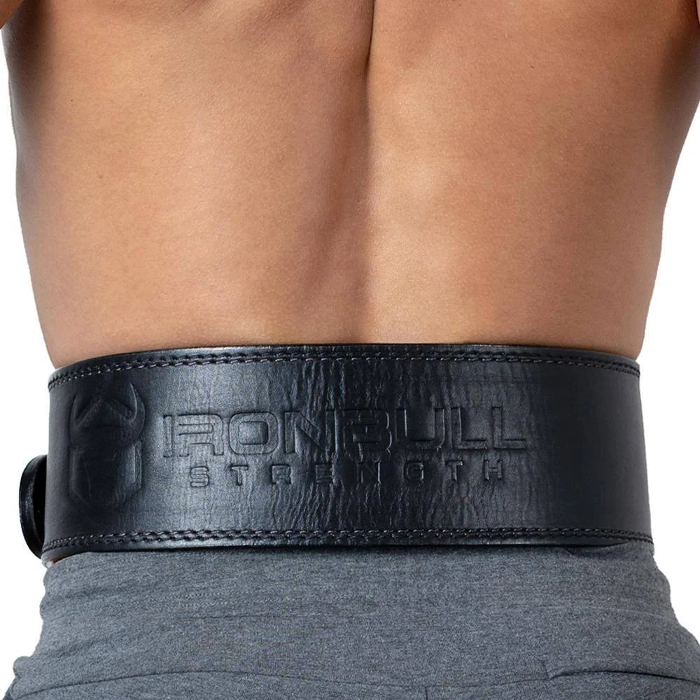 10mm Leather Powerlifting Belt, Single Prong, Black E775541