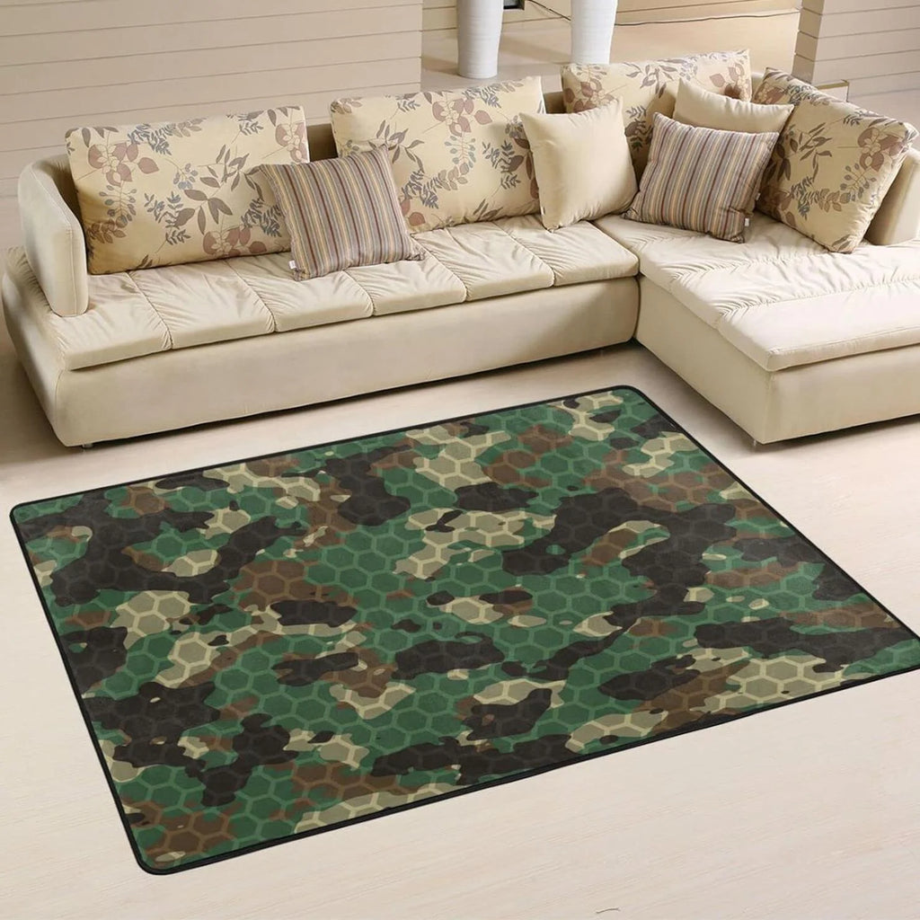 Green Black Geometric Area Rug R94766