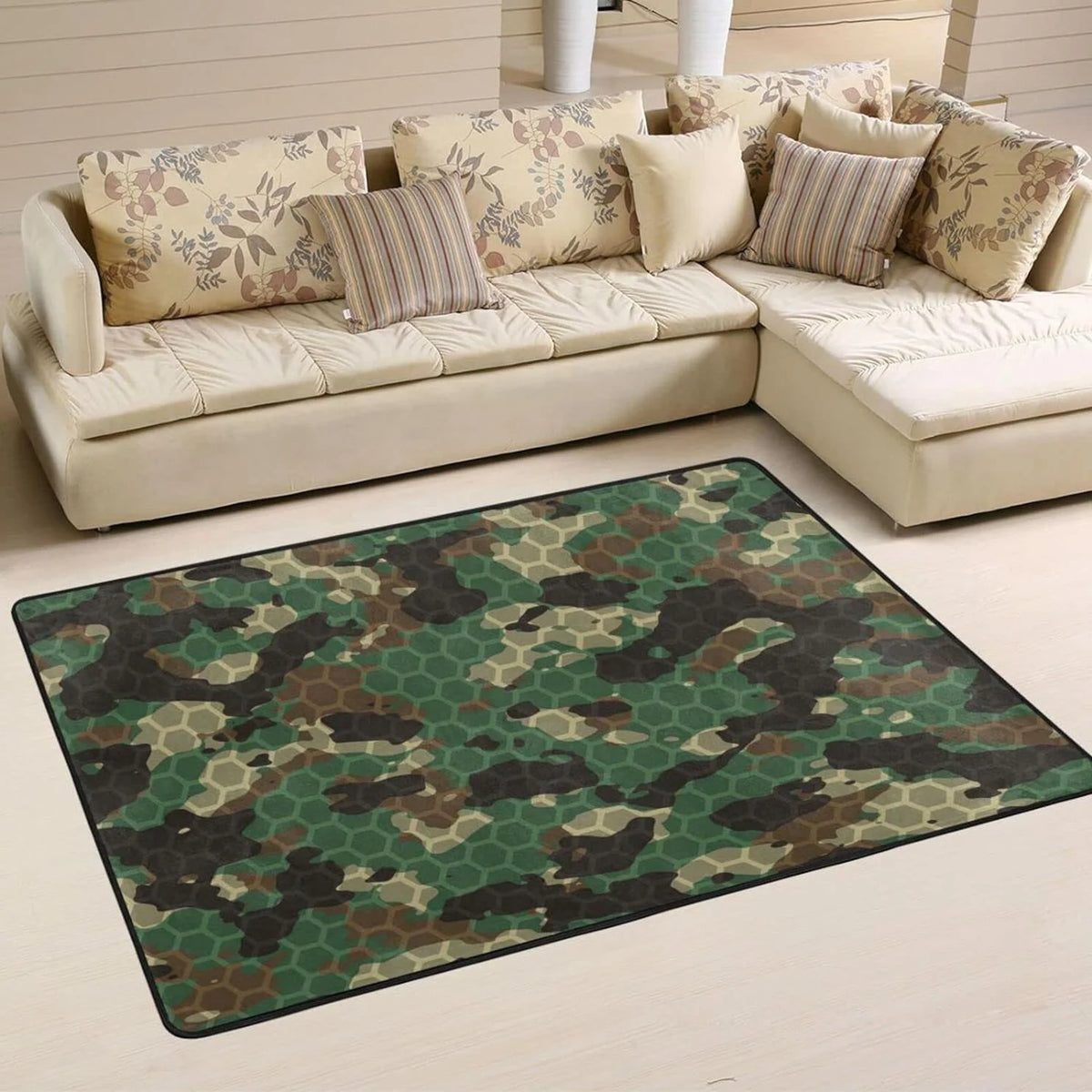 Green Black Geometric Area Rug R94766