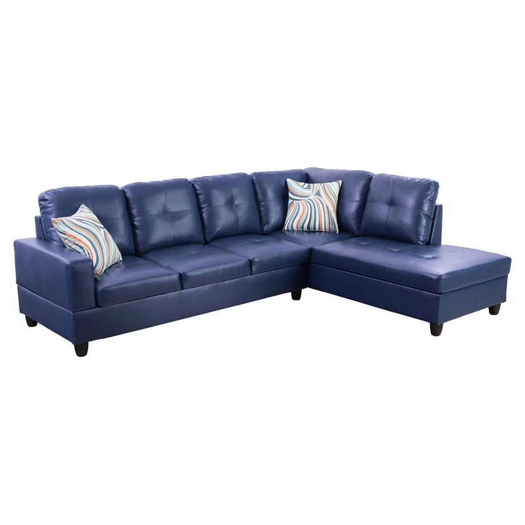 Blue Faux Leather Right Sectional Sofa K5883