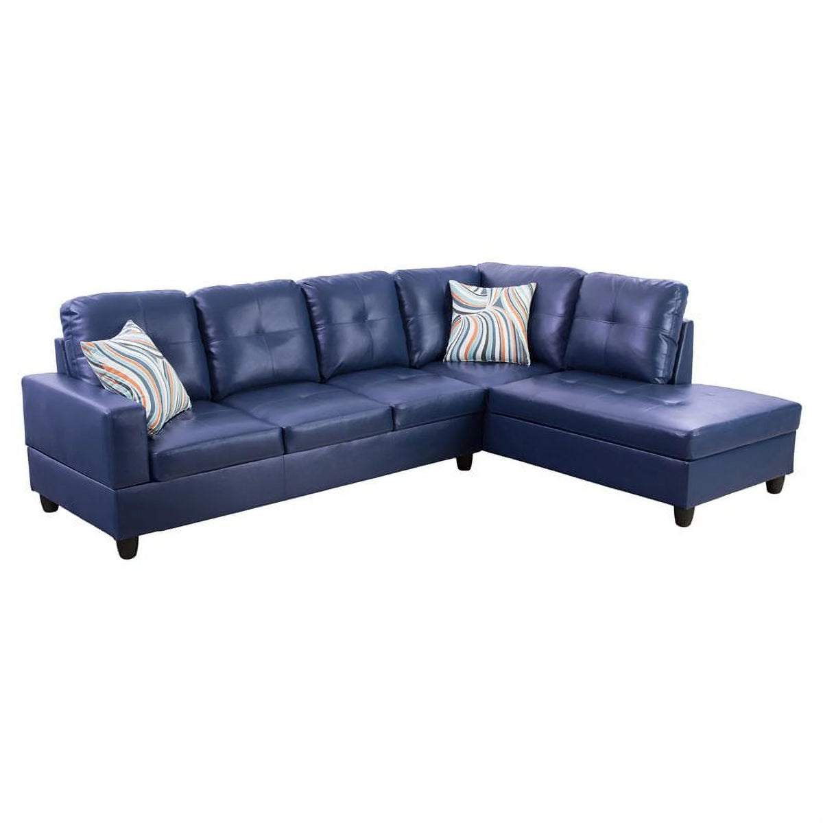Blue Faux Leather Right Sectional Sofa K5883