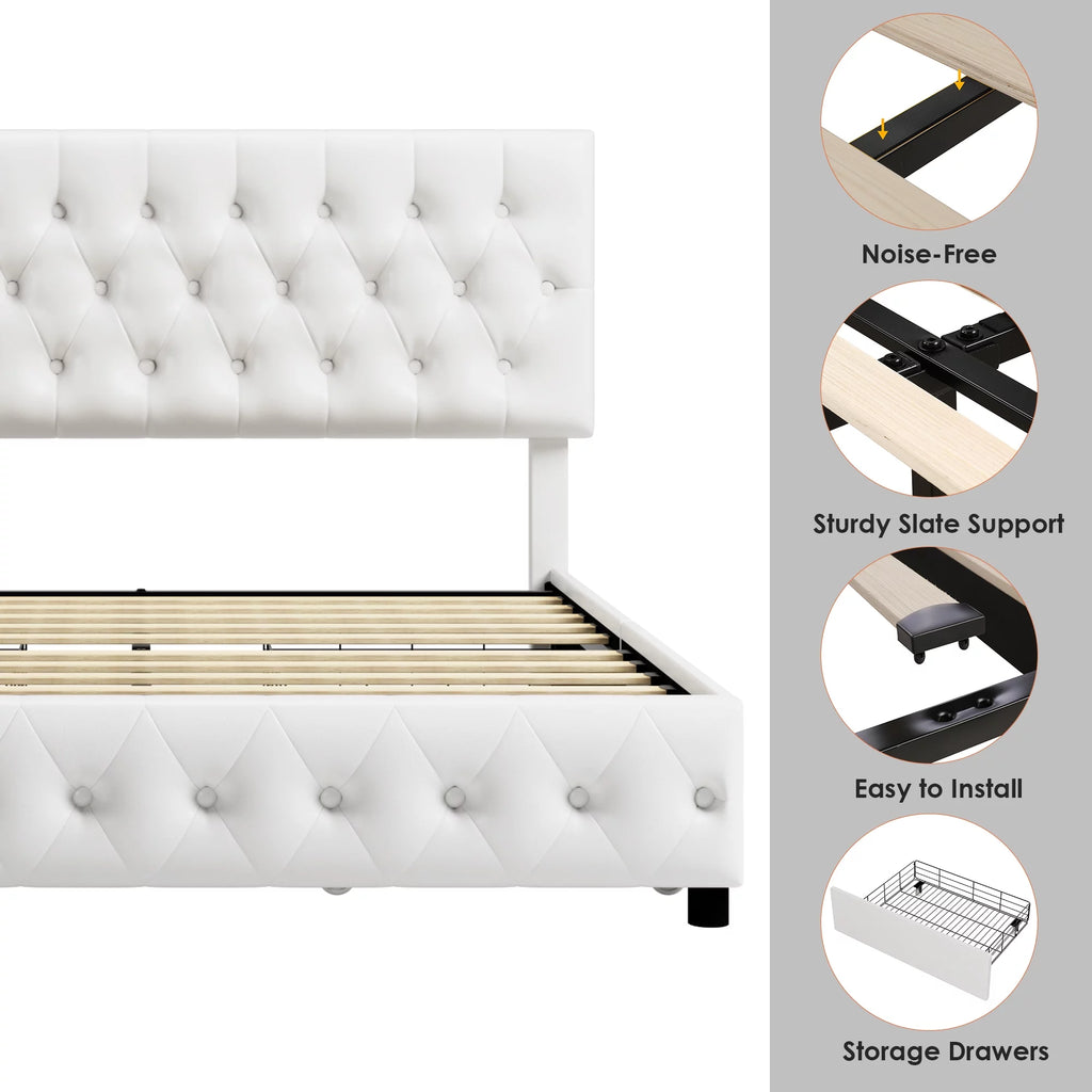 Queen Size Velvet Storage Bed with 4 Drawers G1746