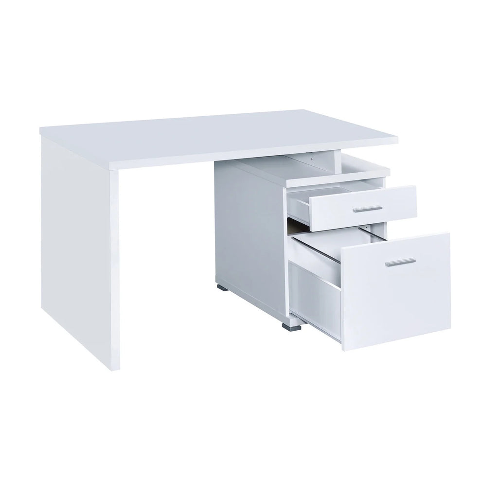 White Wooden Desk with Cabinet C3468