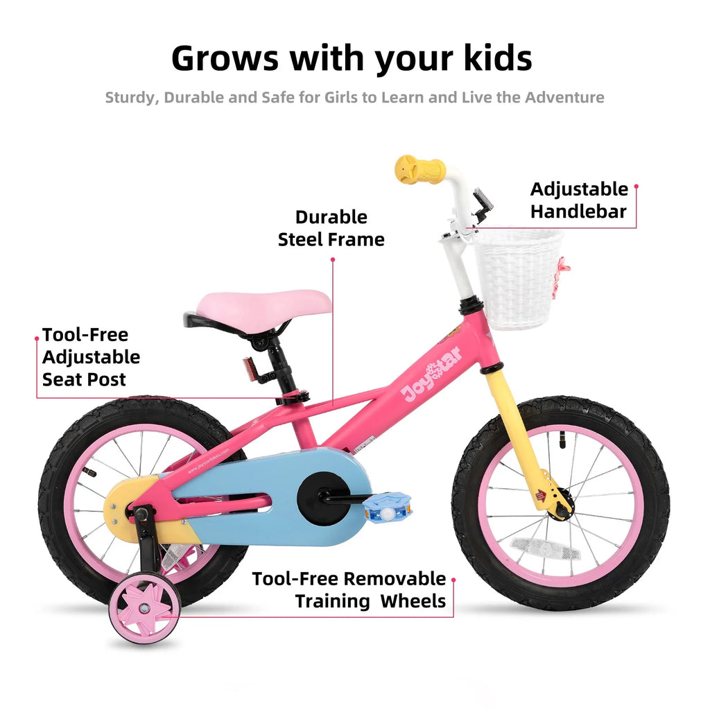 12 14 16" Kids Bike with Basket Training Wheels Coaster Brake C96065