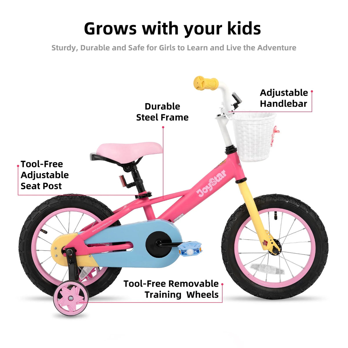 12 14 16" Kids Bike with Basket Training Wheels Coaster Brake C96065