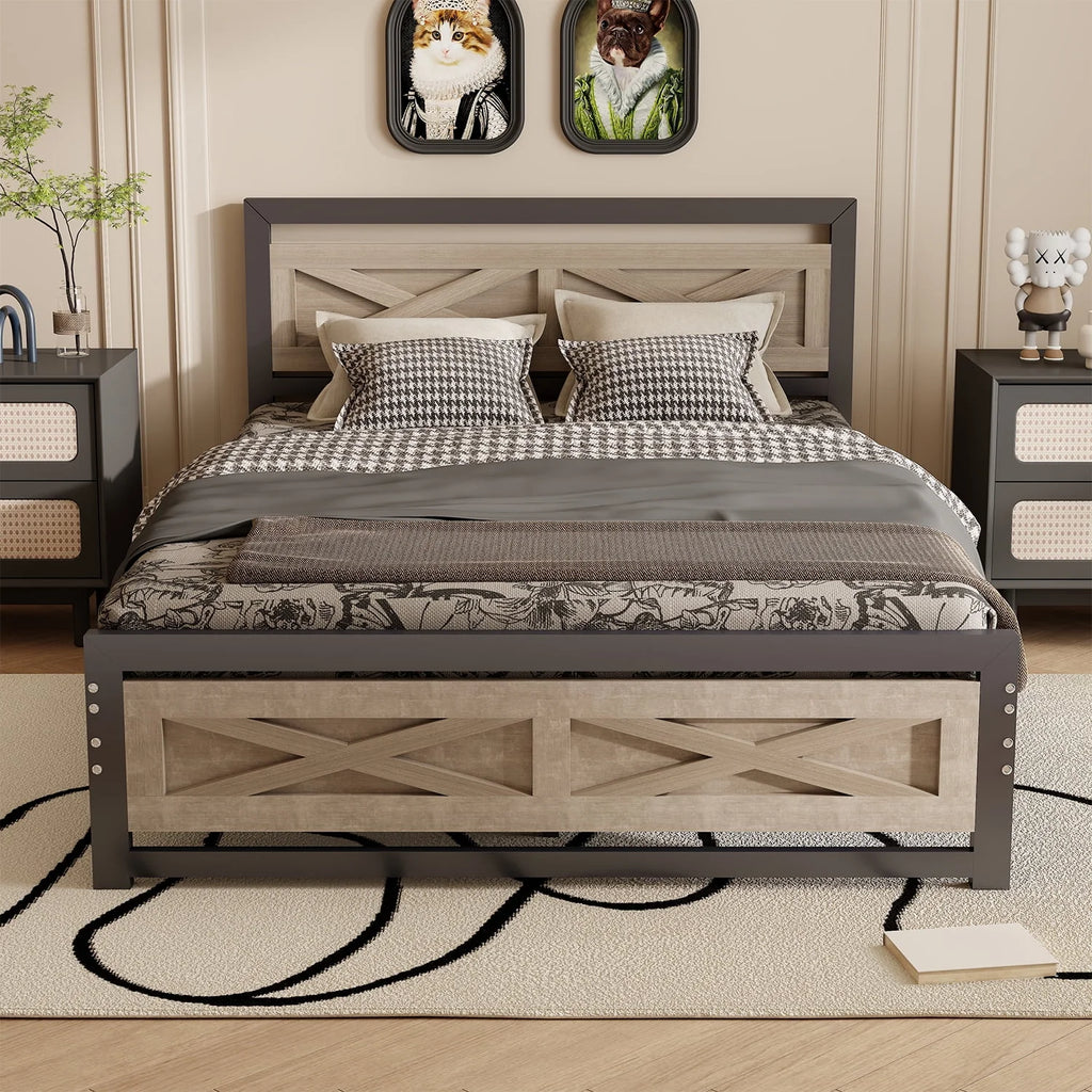 Platform Bed Frame with Headboard, Twin Size Bed N970