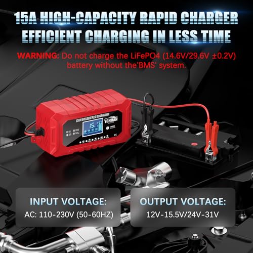12V/24V LiFePO4 & Lead Acid Car Battery Charger R306285