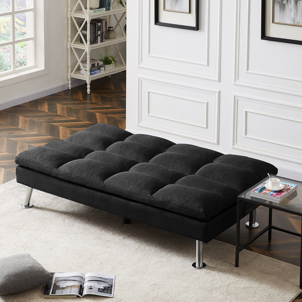 Black Fabric Futon Sofa Bed C1905