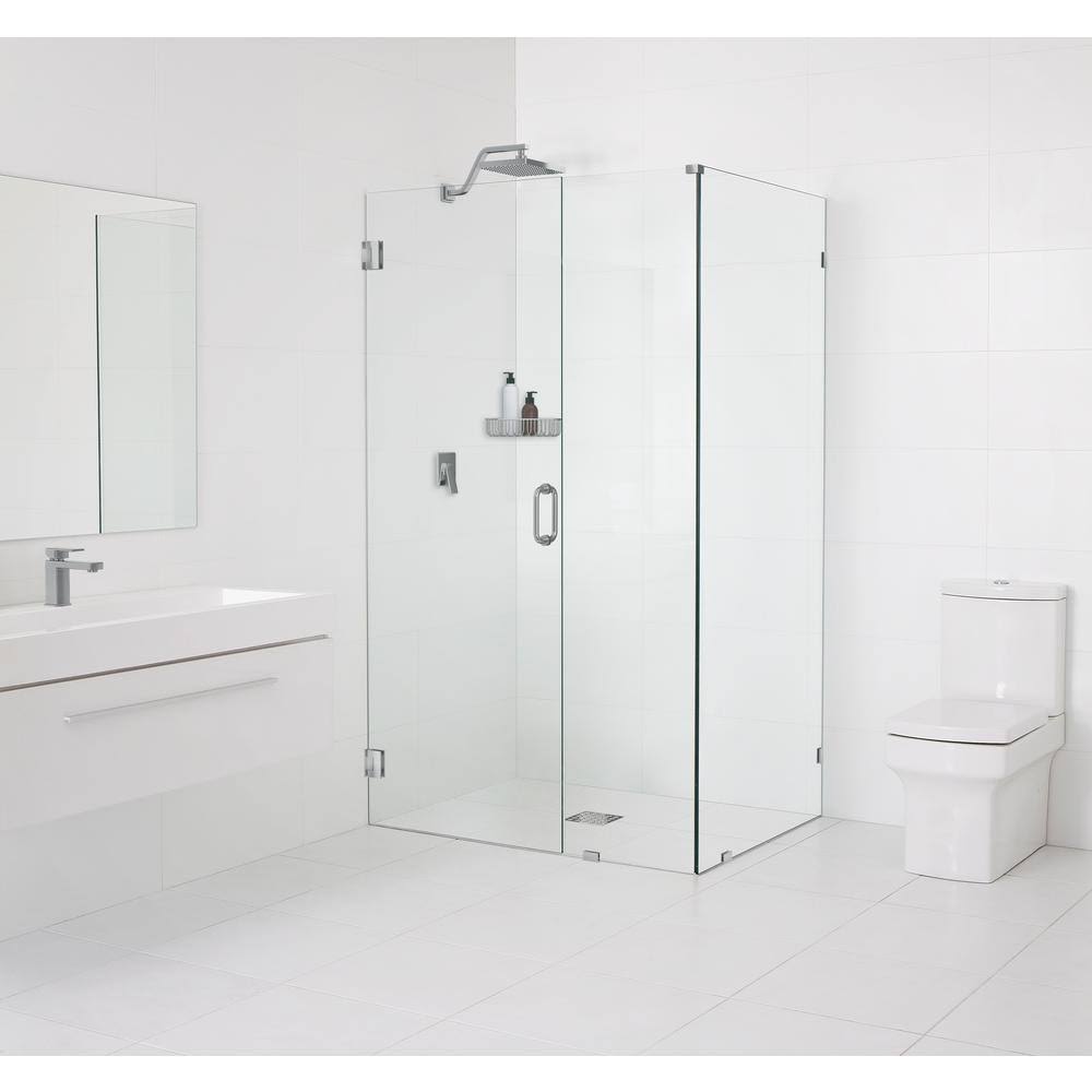47.5x22 x 78x22 Hinged Frameless Shower Door Brushed Nickel Z258