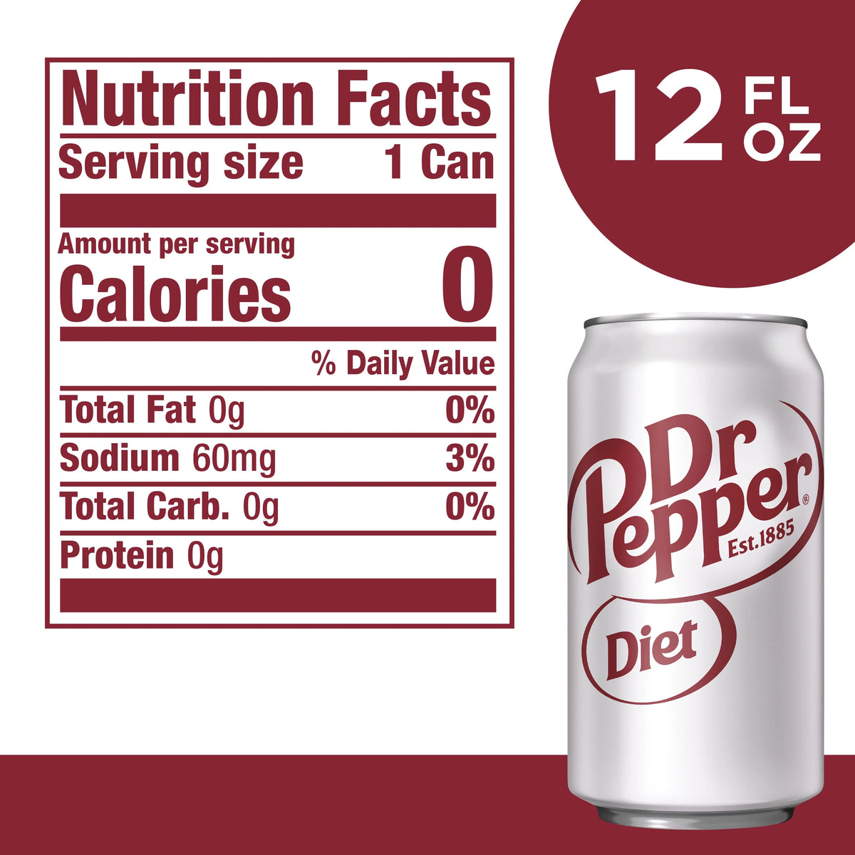 12 Pack Cans Diet Dr Pepper Soda Pop A825