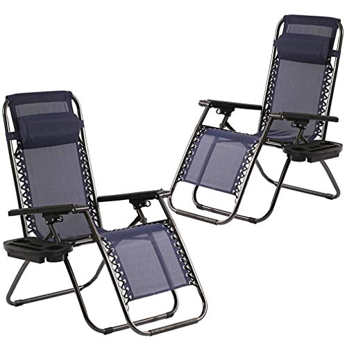 Zero Gravity Lounge Chairs Set of 2 with Pillow and Cup Holder F419392