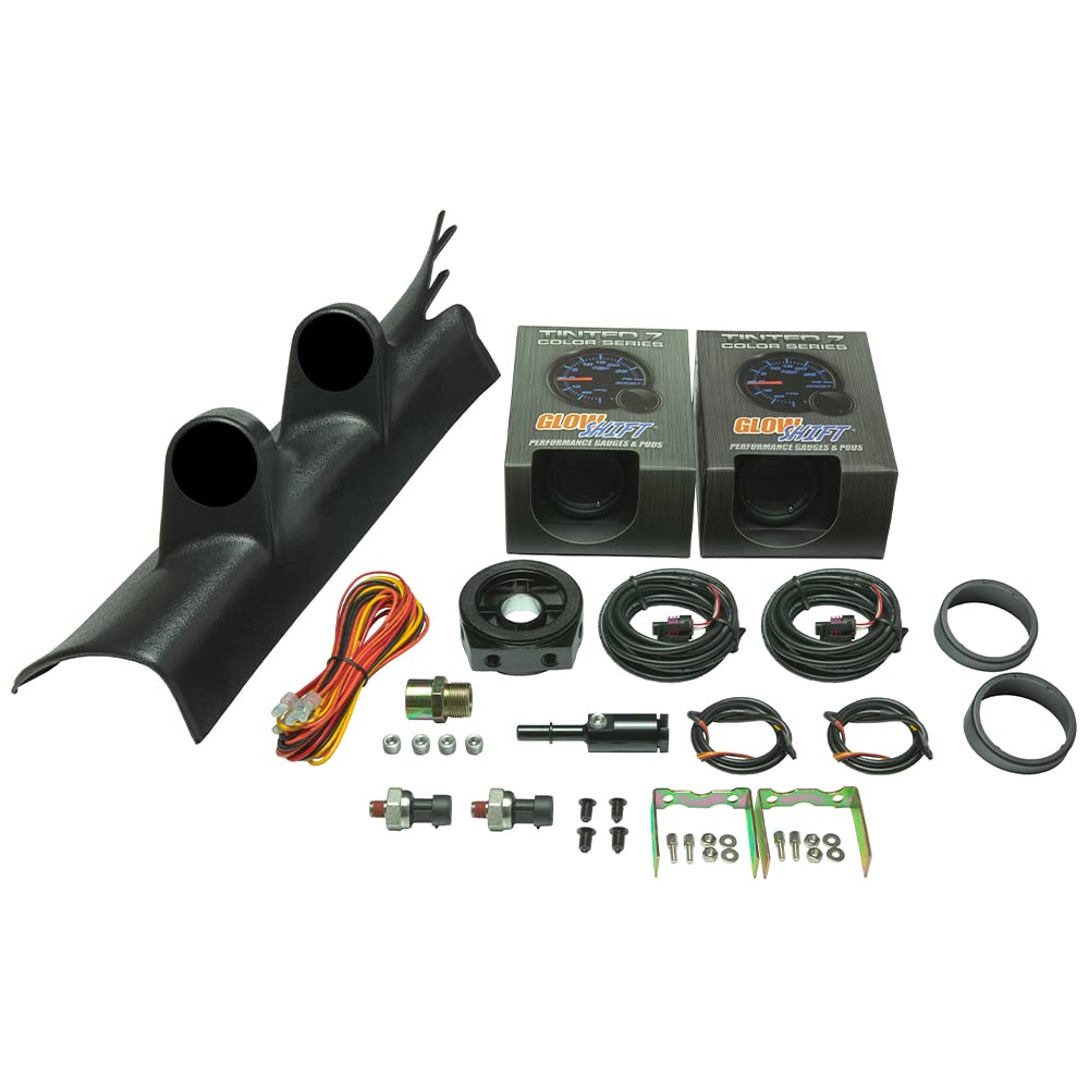 Tinted 7 Color 100 PSI Oil Pressure & Fuel Pressure Gauges Black Dual Pillar Pod E13931