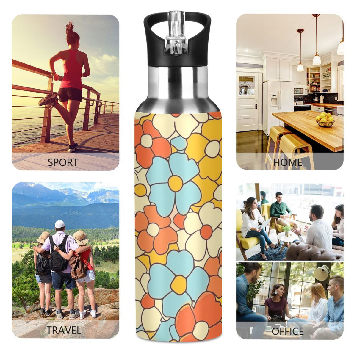 20 oz Insulated Stainless Steel Water Bottle with Straw Lid Z970