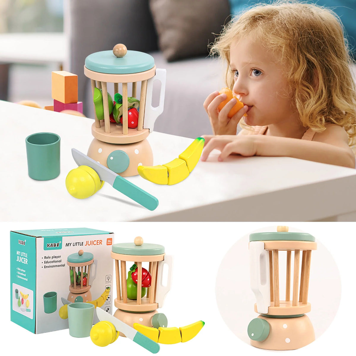 Montessori Wooden Toy Blender Juicer and Smoothie Maker V762813