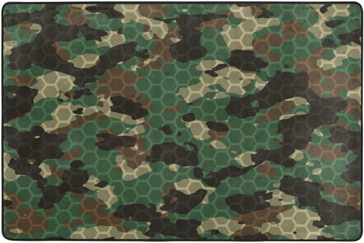 Green Black Geometric Area Rug R94766