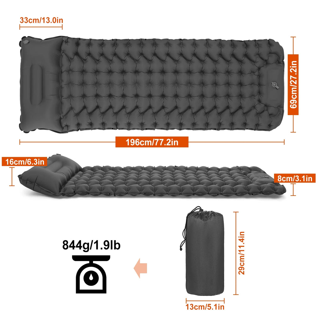 Ultralight Inflatable Camping Sleeping Pad with Built-in Pump V1478