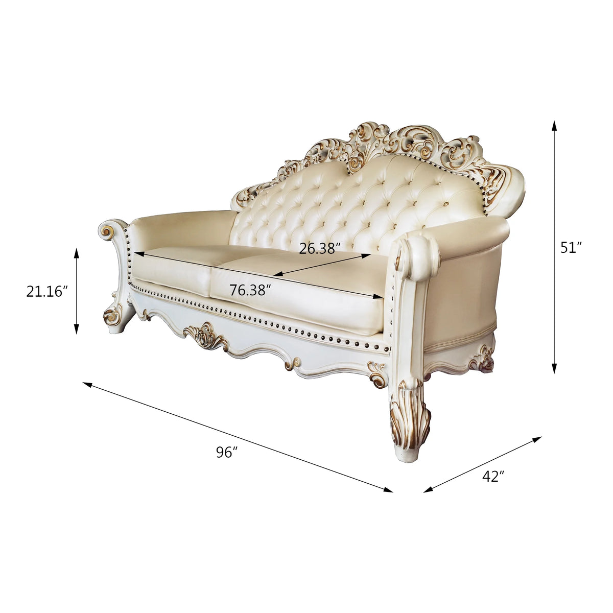 Champagne PU Sofa with 5 Pillows D6935