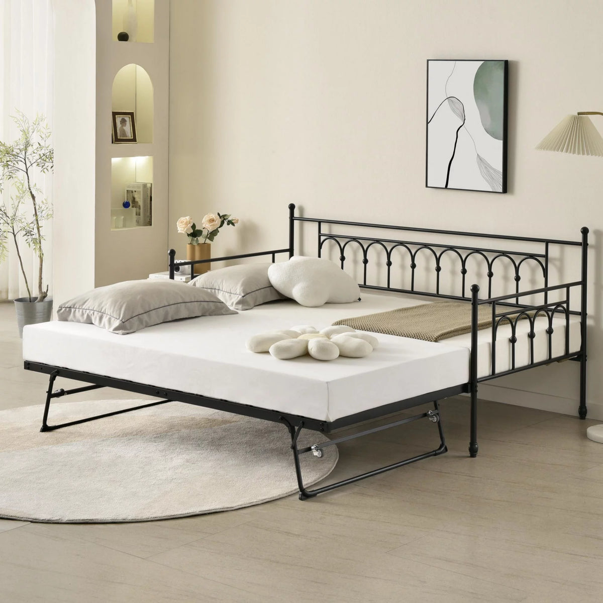 Twin Steel Metal Daybed With Pop-Up Trundle Y943186