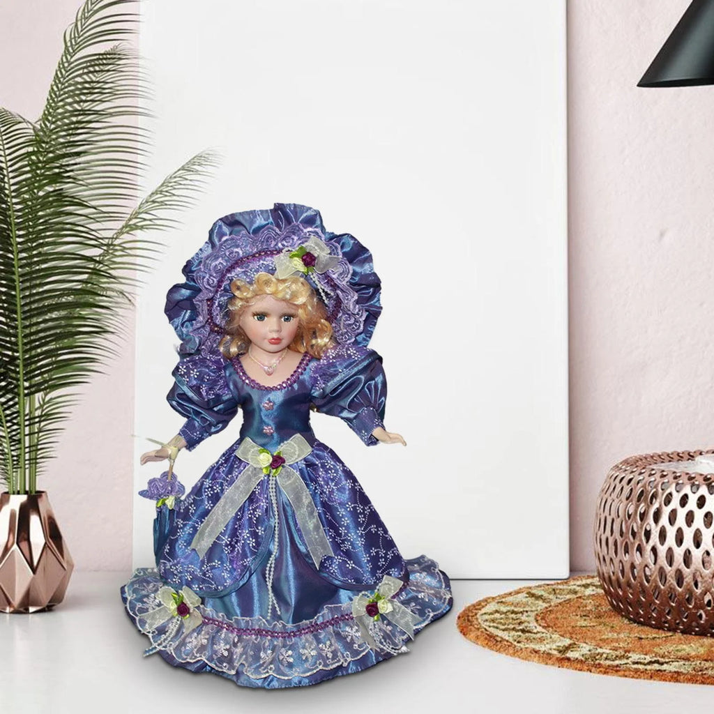 Violet Porcelain Dollhouse Lady with Dress S300337