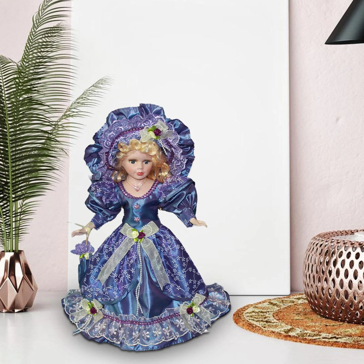 Violet Porcelain Dollhouse Lady with Dress S300337