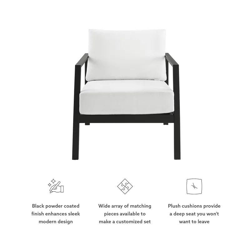 Lightweight Aluminum Outdoor Chair with White Cushions R588267