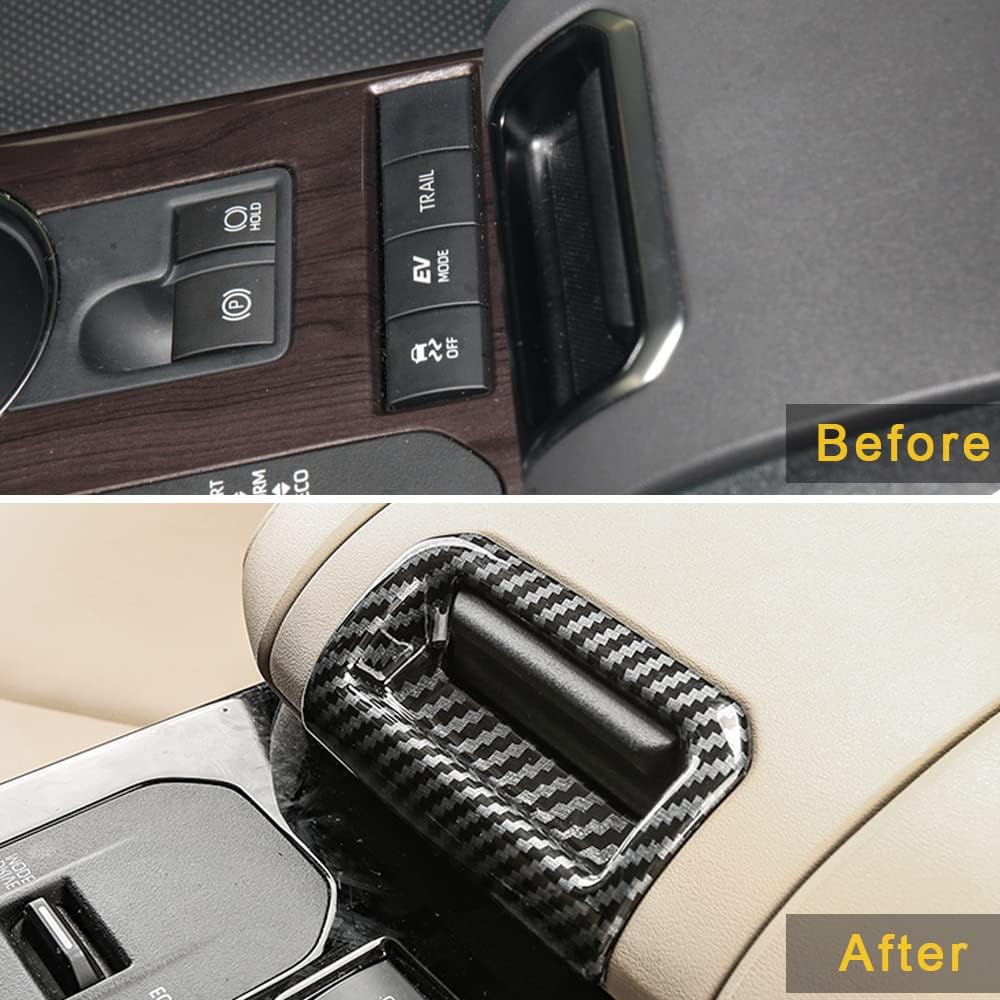 ABS Carbon Fiber Print Armrest Box Button Switch Cover J124354