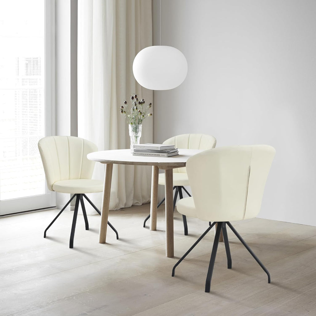 Milk White 360° Swivel PU Vanity Chair T96774