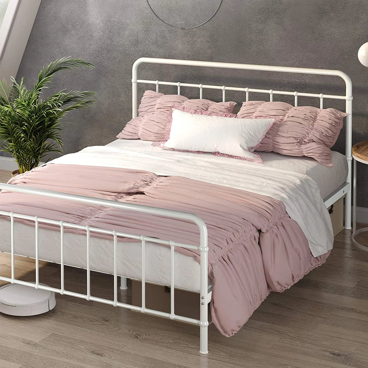 White Full Metal Platform Bed Frame T867