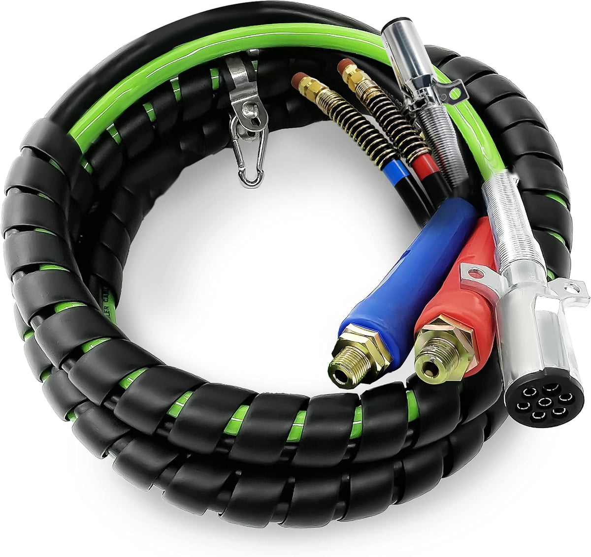 12ft 3 in 1 ABS & Power Air Line Hose Wrap 7 Way Electrical Cable with Handle Grip Y419136