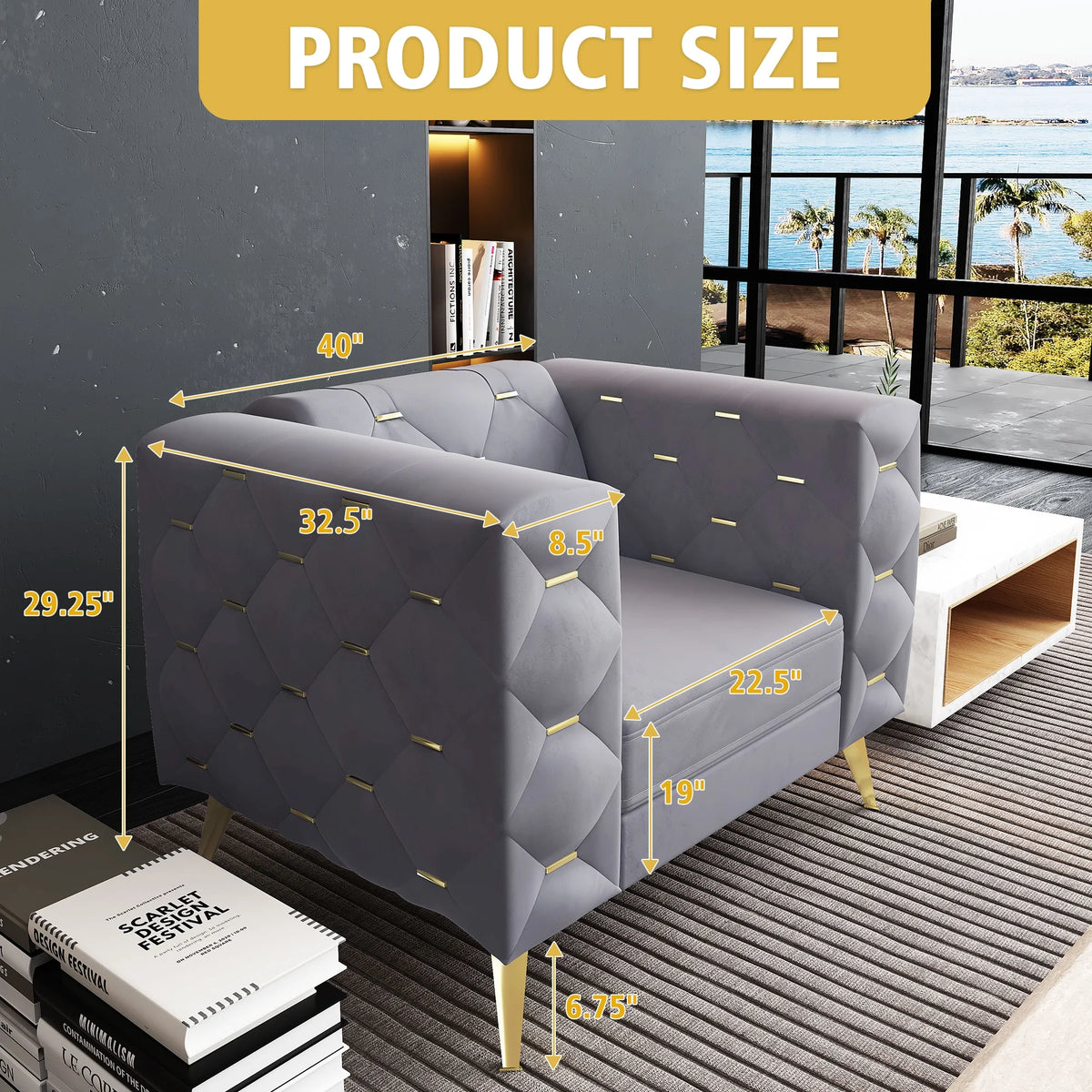 3 Piece Gray Velvet Sofa I964723