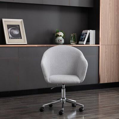 Linen Desk Chair with Mid-Back Adjustable Swivel B386