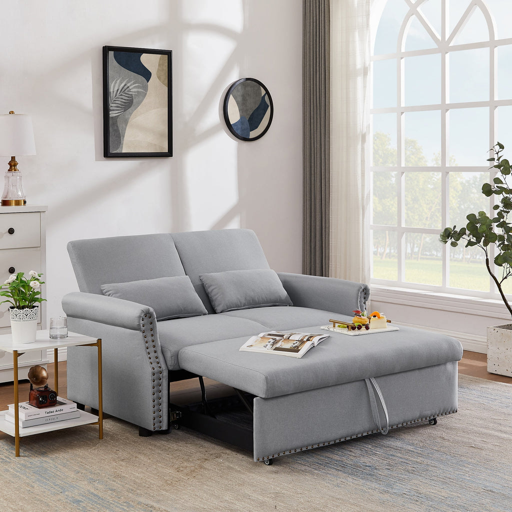 55" Gray Convertible Futon Sofa Bed W219105