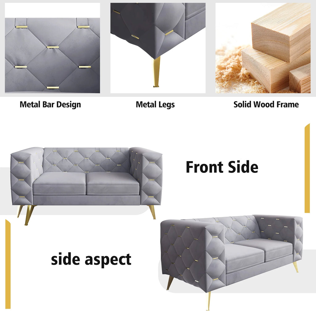 3 Piece Gray Velvet Sofa I964723