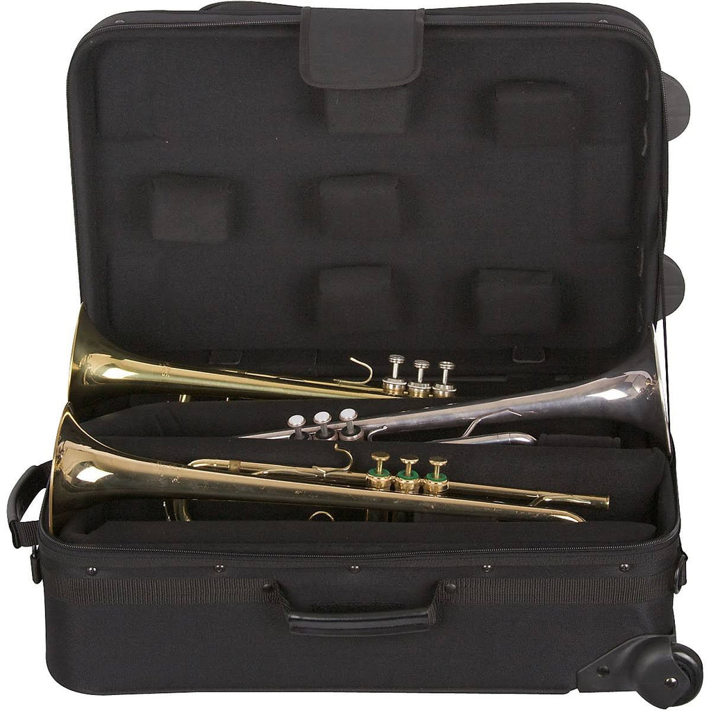 Black Triple Trumpet Case with Wheels C719