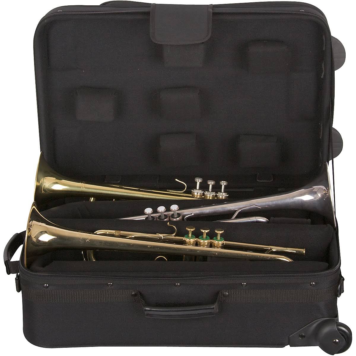 Black Triple Trumpet Case with Wheels C719