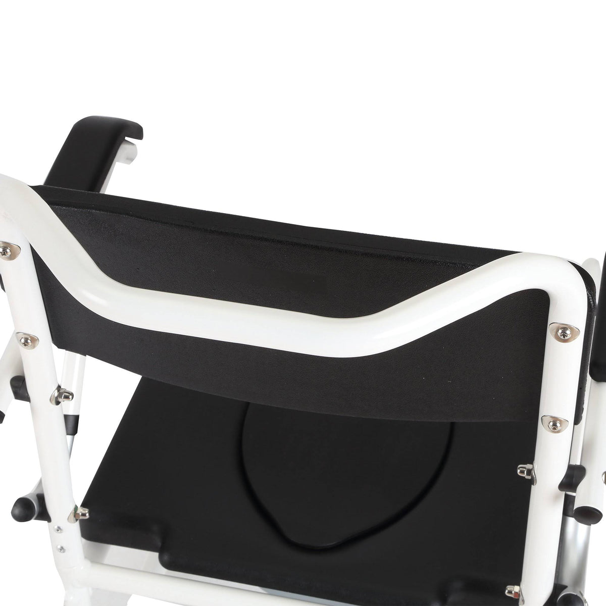 Black Commode Wheelchair with 4 Castor Wheels and Detachable Bucket F4634