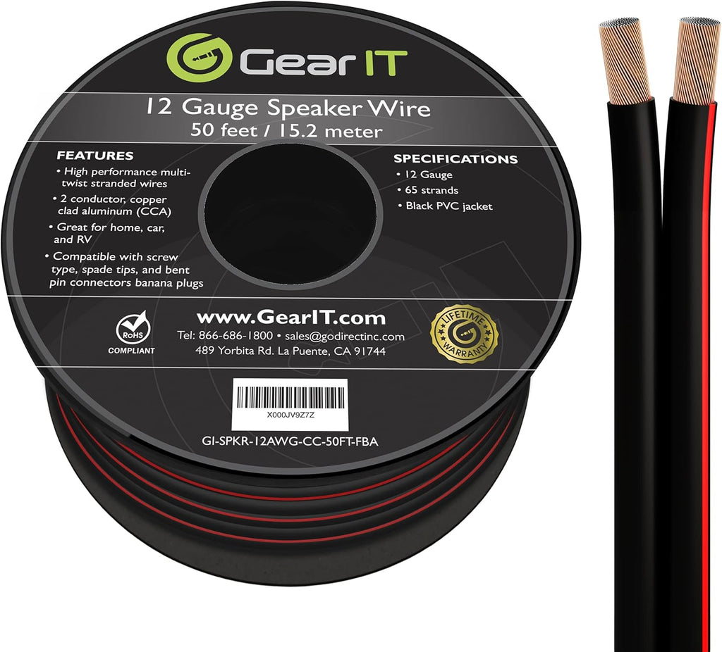 12 AWG Speaker Wire Cable 100 Feet White Pack of 2 D9965
