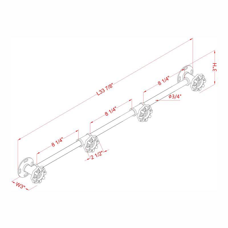 Industrial Metal 4-Hook Coat Rack in Sand Black Y885710