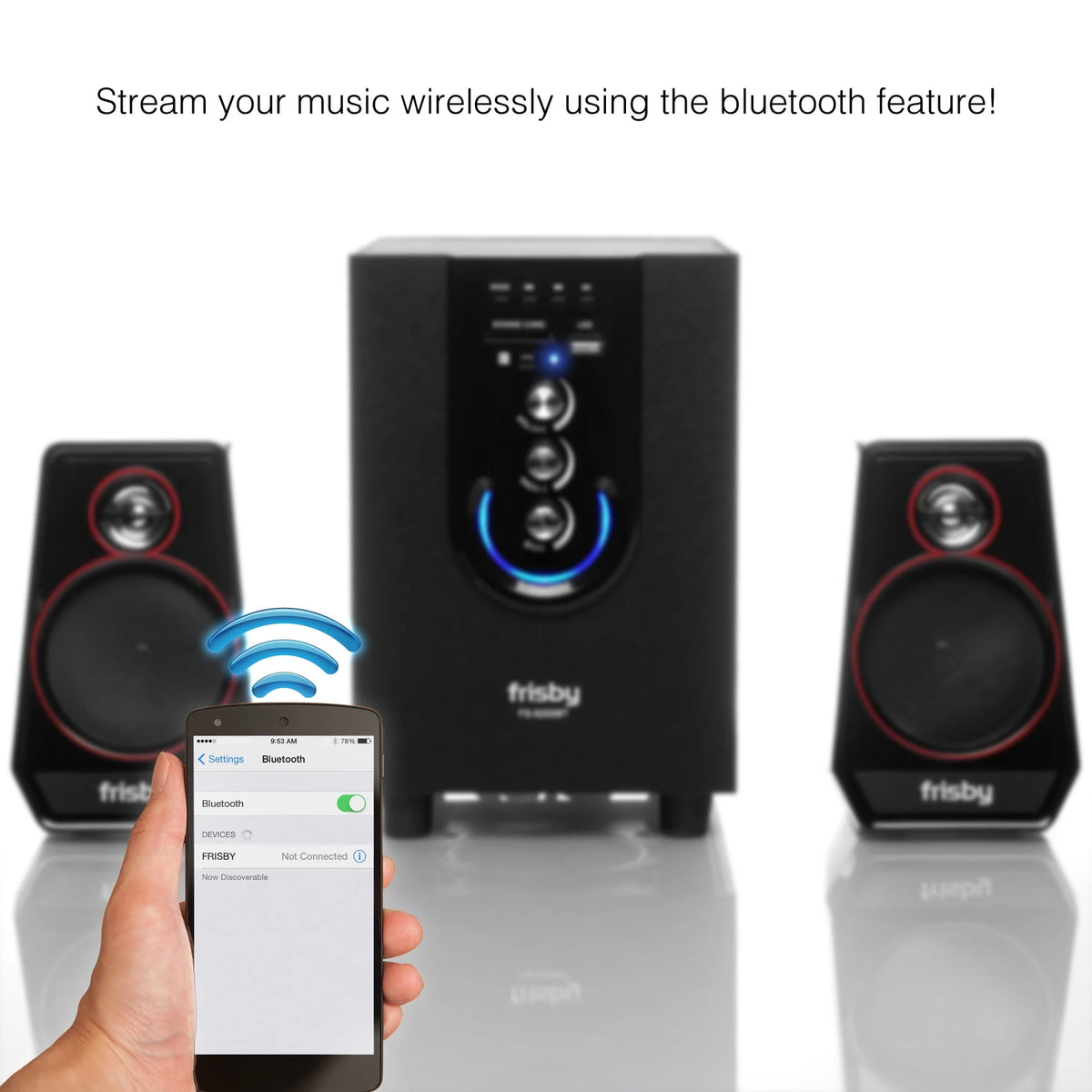Bluetooth Wireless 2.1 CH Media Subwoofer Speaker System (3-Piece) T5235