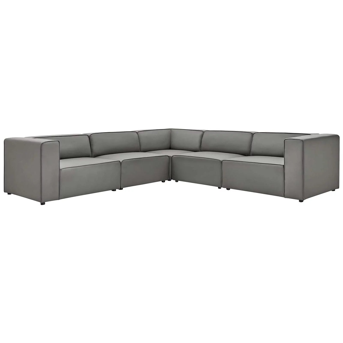 Grey Faux Vegan Leather Sectional Sofa Set X954