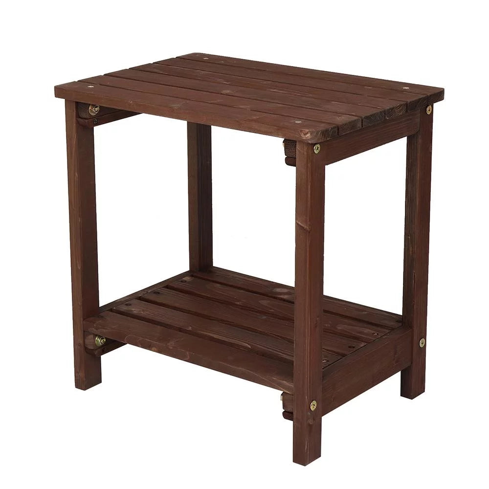 Light Brown 2 Tiers Wooden Side Table Z2798