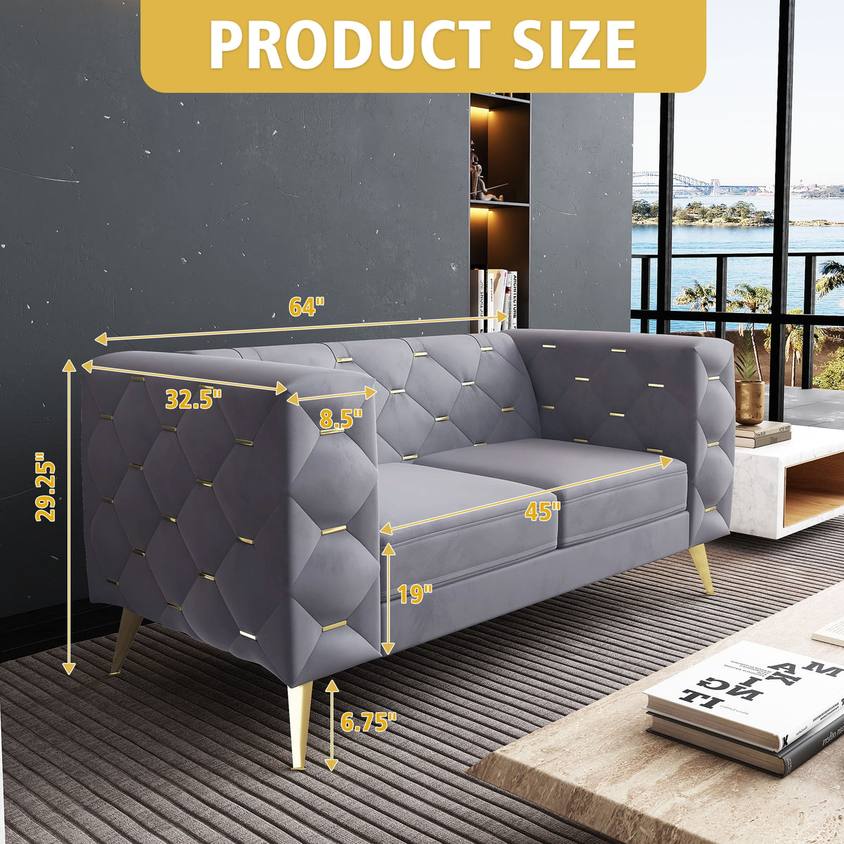 3 Piece Gray Velvet Sofa I964723